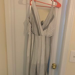 White and black striped jumpsuit